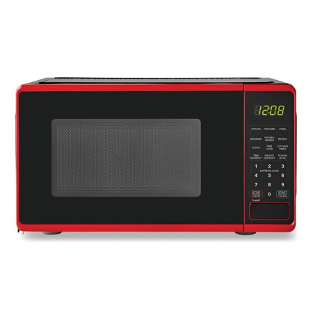 Mainstays 0.7 CU FT Compact Countertop Microwave Oven. Red