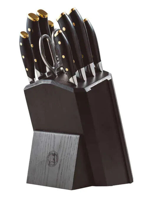 Schmidt Brothers Cutlery 10-piece Black & Brass Knife Block Set