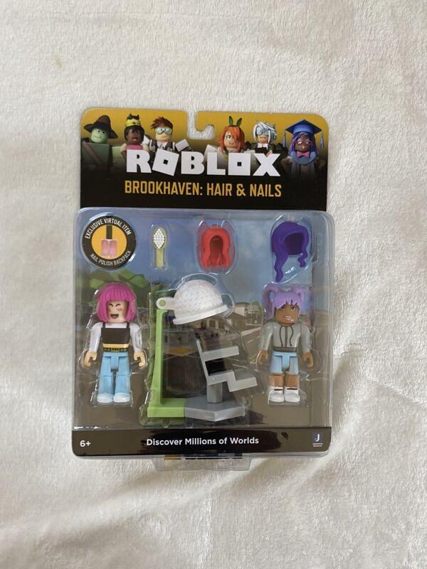 Roblox Collection Brookhaven Hair & Nails 3″ Action Figures w/ Virtual Item New