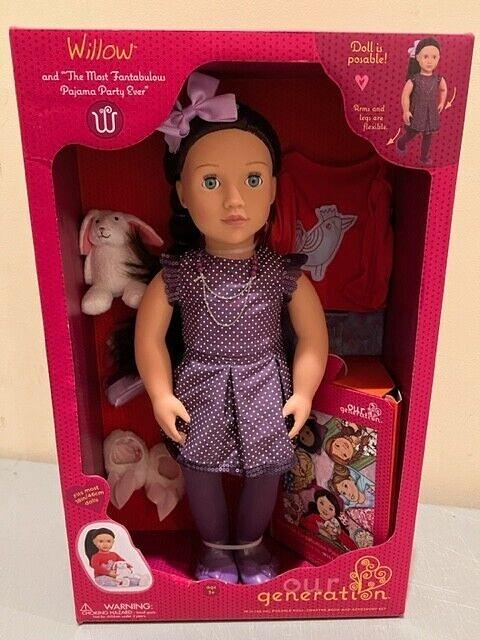 Our Generation 18” Doll WILLOW w/ Pajama Plush Bunny Book Posable NEW Ships Fast