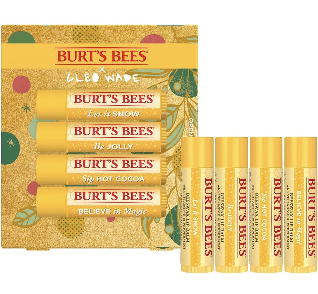 BURTS BEES Cleo Wade Peppermint Vitamin E Lip Balm 0.15 oz/4.25g x4