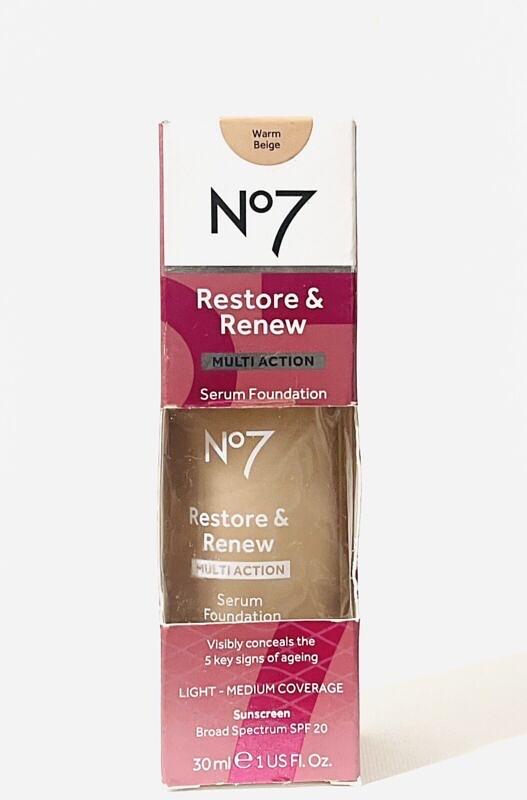 No7 Restore & Renew Multi Action Serum Foundation-warm Beige- SPF20 Exp.01/2024